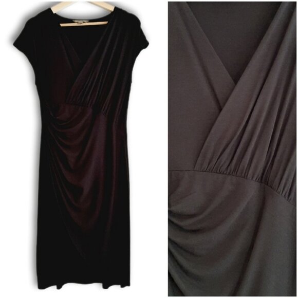 TOMMY BAHAMA Faux Wrap Short Sleeve Soft & Stretchy Dress Black Sz M - Picture 1 of 13